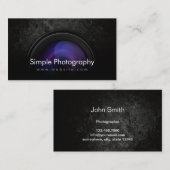 Carte De Visite Photographe Black Camera Lens Photographie (Devant / Derrière)