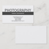 Carte de visite photographe blanc gris clair simpl (Devant / Derrière)
