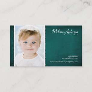 Carte De Visite Photographe bleu turquoise vintage de portrait de