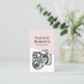 Carte De Visite Photographe Blush Pink Camera Photographie (Debout devant)