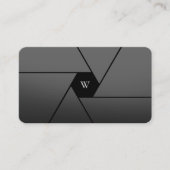 Carte De Visite Photographe Camera Lens Élégant Monogramme noir (Devant)