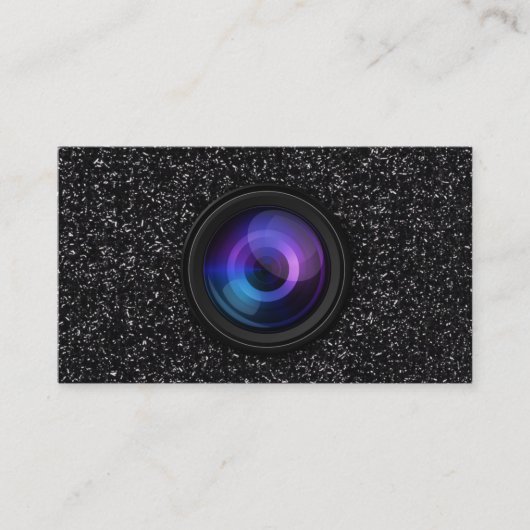 Carte De Visite Photographe Camera Lens Parties scintillant noire  (Devant)