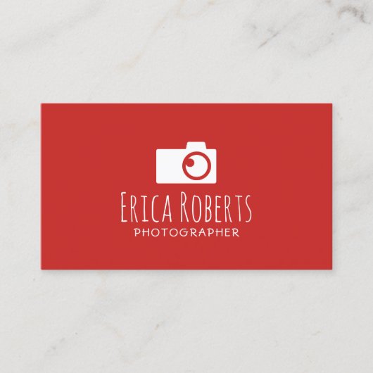 Carte De Visite Photographe Caméra Logo Minimal Red Photographie (Devant)