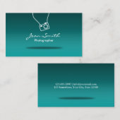 Carte De Visite Photographe caméra minimale Photographie Turquoise (Devant / Derrière)