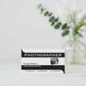 Carte De Visite Photographe caméra noir, blanc moderne (Debout devant)