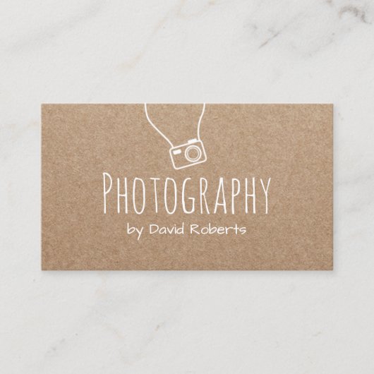 Carte De Visite Photographe Caméra Rustique Kraft (Devant)