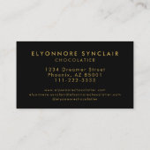 Carte De Visite Photographe Chocolatier Luxe Noir Or Script (Dos)