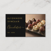 Carte De Visite Photographe Chocolatier Luxe Noir Or Script (Devant)
