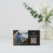 Carte De Visite Photographe créatif Photographie noir Qr Code (Debout devant)