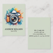 Carte De Visite photographe de caméra aquarelle (Devant / Derrière)