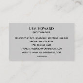 Carte De Visite Photographe de caméra modifiable (Dos)