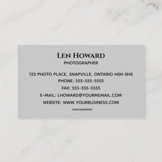 Carte De Visite Photographe de caméra modifiable (Dos)
