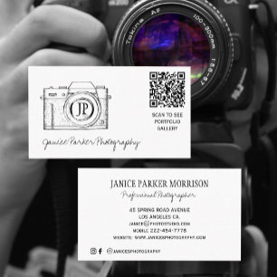 Carte De Visite Photographe de caméra QR CODE