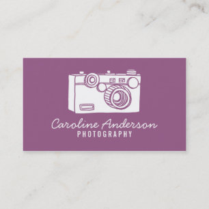 Carte de visite photographe de caméra rétro violet