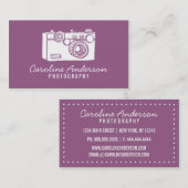 Carte de visite photographe de caméra rétro violet (Devant / Derrière)