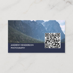 Carte De Visite Photographe de code QR Navy Blue