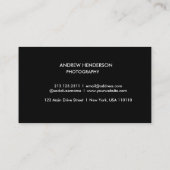 Carte De Visite Photographe de code QR noir (Dos)