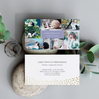 Carte De Visite Photographe de collection photo Gold Dots Heather