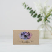 Carte De Visite Photographe de la caméra d'aquarelle Kraft (Debout devant)