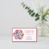 Carte De Visite Photographe de la caméra rose florale (Debout devant)