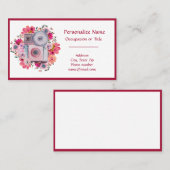 Carte De Visite Photographe de la caméra rose florale (Devant / Derrière)