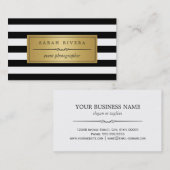 Carte De Visite Photographe de l'événement - Moderne Black White S (Devant / Derrière)