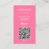 Carte De Visite Photographe de maquillage Hot Rose & Blue QR Code (Dos)