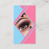 Carte De Visite Photographe de maquillage Hot Rose & Blue QR Code (Devant)