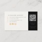 Carte De Visite Photographe de Mariage Code QR Noir & Or (Dos)