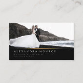 Carte De Visite Photographe de Mariage Code QR Noir & Or (Devant)