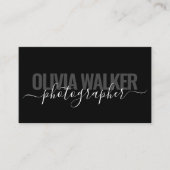 Carte De Visite Photographe de script moderne Black Chic (Devant)