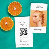 Carte De Visite Photographe de script moderne QR Code médias socia
