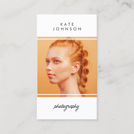 Carte De Visite Photographe de script moderne QR Code médias socia (Devant)