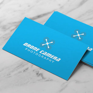 Carte De Visite Photographe Drone Vidéo aérienne et photo bleu