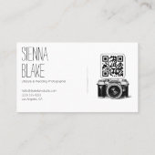 Carte De Visite Photographe du logo de la caméra botanique Code QR (Dos)