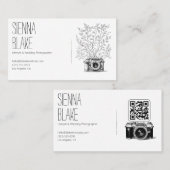 Carte De Visite Photographe du logo de la caméra botanique Code QR (Devant / Derrière)