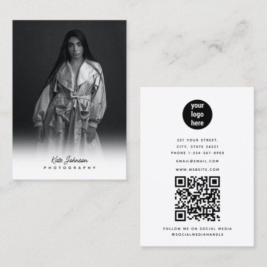 Carte De Visite Photographe du logo de l'entreprise Script (Devant / Derrière)