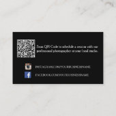 Carte De Visite Photographe élégant Black White Hearts Monogramme (Dos)