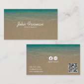 Carte De Visite Photographe élégant de Blue Beach Waves (Devant / Derrière)