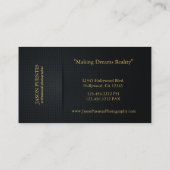Carte De Visite Photographe élégant de professionnel de noir et (Dos)