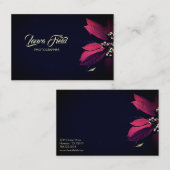 Carte De Visite Photographe élégant Fleur rouge noir (Devant / Derrière)