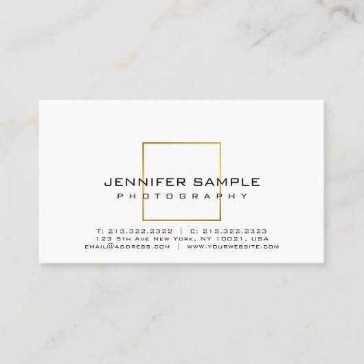 Carte De Visite Photographe élégant simple de regard d'or de (Devant)