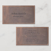 Carte de visite photographe en cuir cousu (Devant / Derrière)