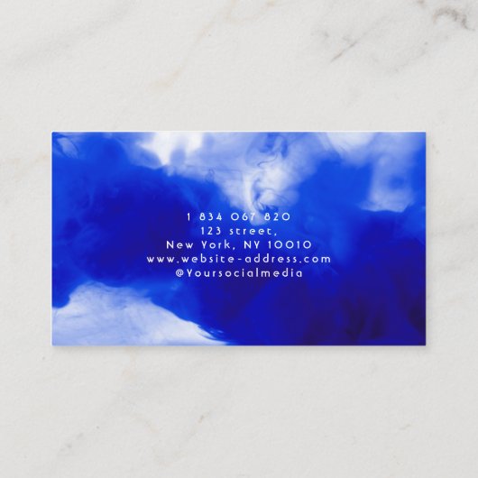 Carte De Visite Photographe en néon bleu Script (Dos)