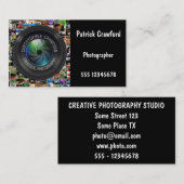 Carte De Visite Photographe et objectif de caméra d'affaires de (Devant / Derrière)