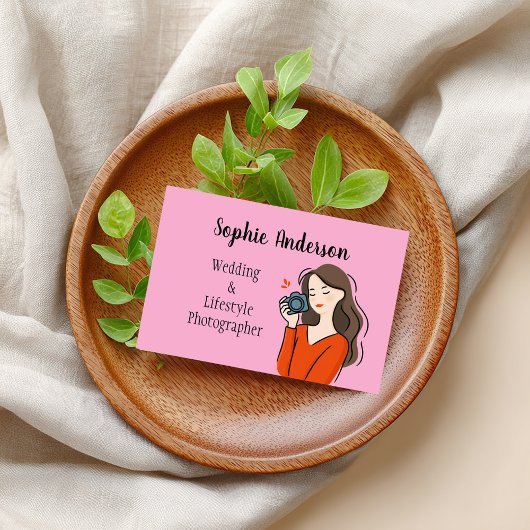 Carte De Visite photographe fille mignonne dessinée avec peintures