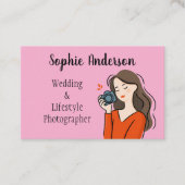 Carte De Visite photographe fille mignonne dessinée avec peintures (Devant)