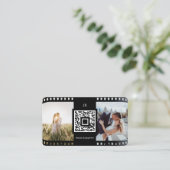 Carte De Visite Photographe FilmRoll Photo QR Code initial unique (Debout devant)