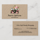 Carte De Visite Photographe floral rose professionnel Papier (Devant / Derrière)