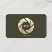 Carte De Visite Photographe Gold Camera Lens Armée Vert moderne (Devant)